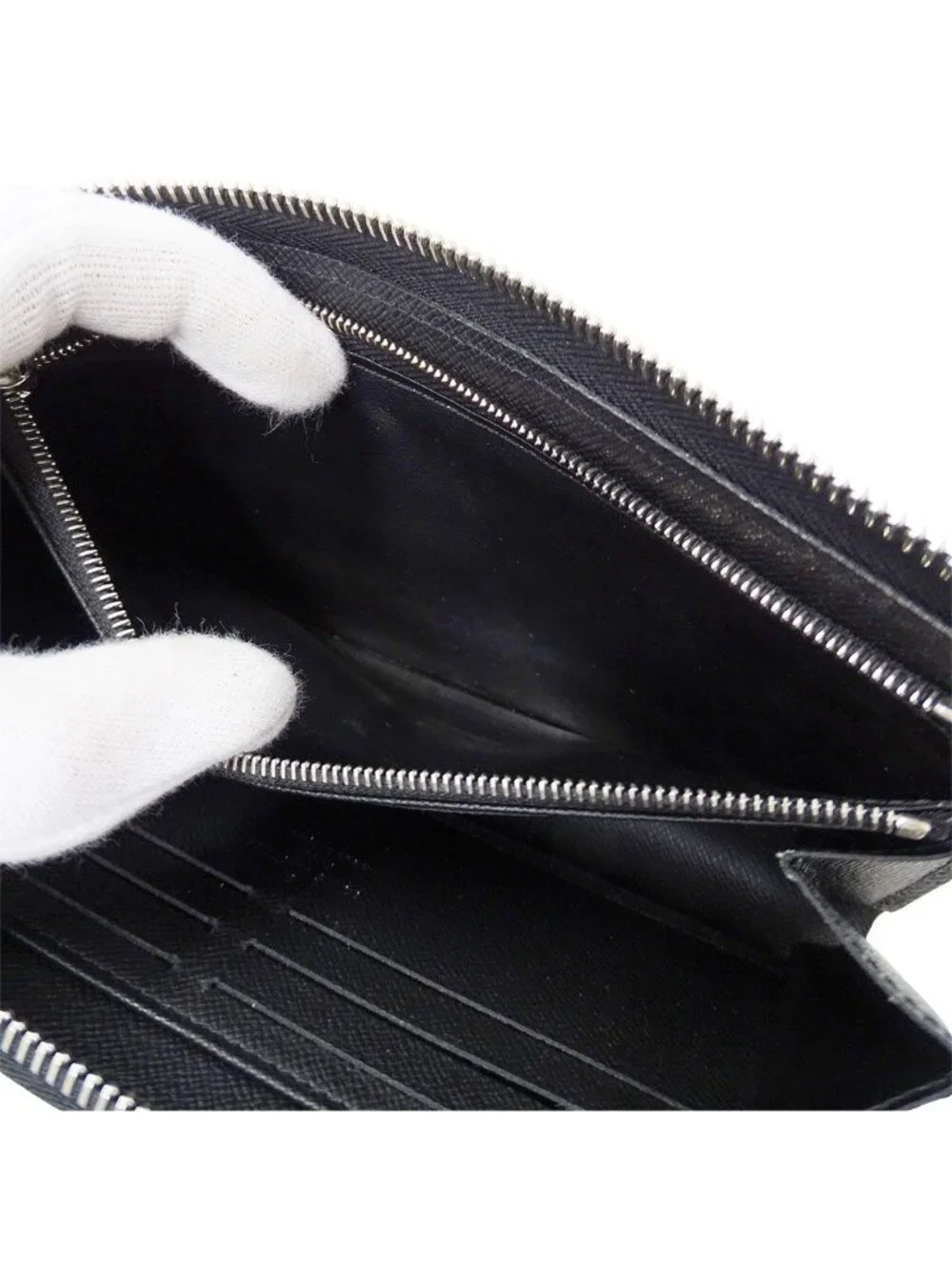 Louis Vuitton Wallet Taiga Zippy Dragonne Ardoise Black L-shaped Zipper Large